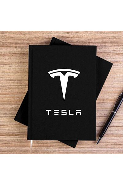 Z zepplin Tesla Logo Text Black Unlined Canvas Notebook