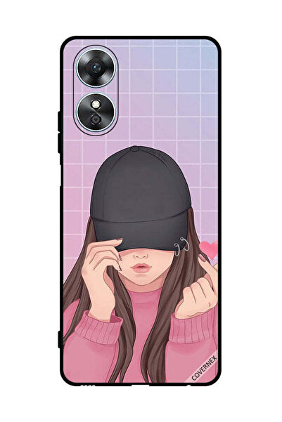Covernex غطاء حماية لهاتف Oppo A17 - فتاة ذات قبعة سناب لوف