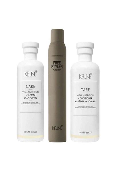 Keune Care Vital Nutrition dry hair package - Shampoo 300ml, Conditioner 250ml, Hairspray 300ml