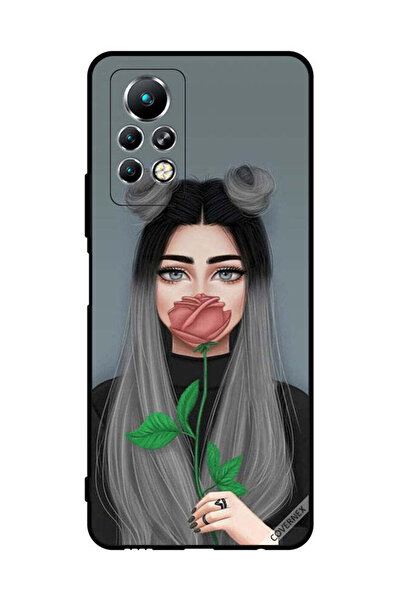 Covernex غطاء حماية لهاتف Infinix Note 11 Pro، فتاة لطيفة تخفي فمها على خلفية...