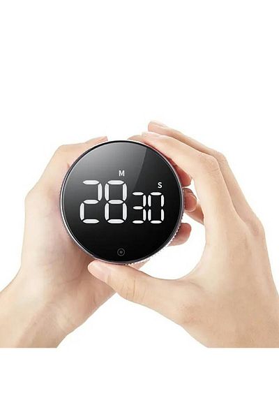 divendi-ro Temporizator digital cu LED, magnetic, 77x77x30mm, negru