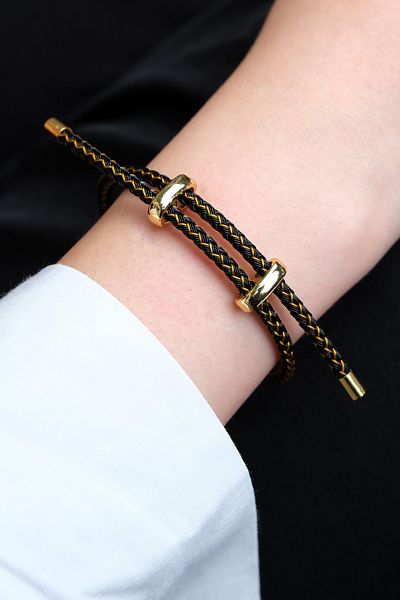Jack Ferrero Gold Steel / Unisex Colorful String Bracelet (Adjustable)