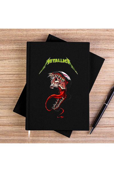 Z zepplin Metallica Venom Black Unlined Canvas Notebook