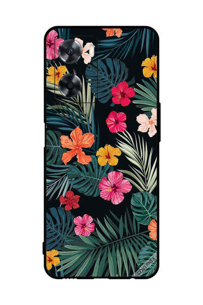 Covernex غطاء حماية لهاتف Oppo A77s بنقشة زهور متعددة الألوان وريش أخضر داكن