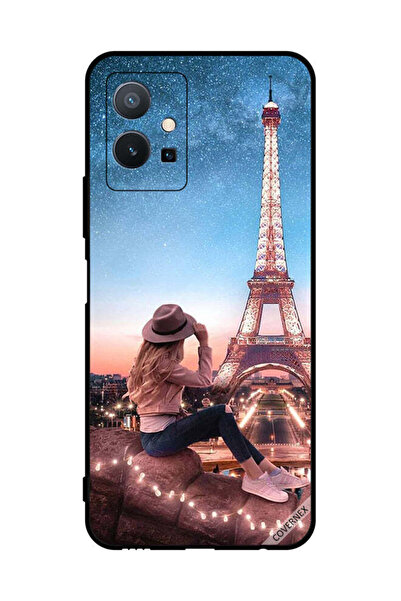 Covernex غطاء حماية لهاتف فيفو T1 5G مع صورة فتاة القبعة وبرج إيفل