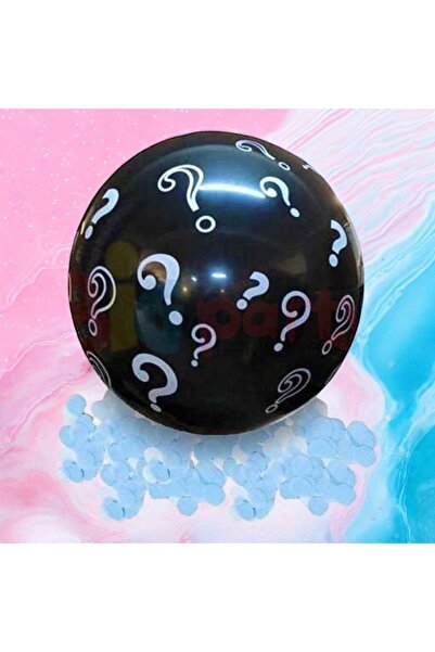 Barış Süs P Gender Party Balloon Blue Confetti 18 Inch 40 cm