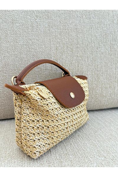 Z&M COLLECTION BAG SHOPPİNG Straw Single Handle Zipper Closure Snap Detailed Hand and Shoulder Women's Bag