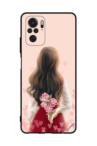 Covernex غطاء حماية لهاتف شاومي ريدمي نوت 10 إس 4 جي - فتاة تخفي أزهارًا