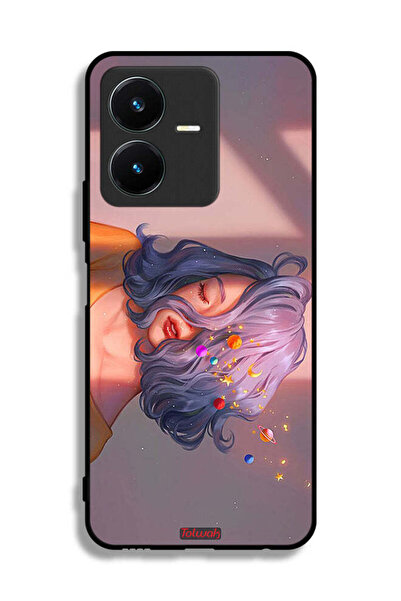 Tolwak غطاء حماية فيفو Y22s بتصميم فتاة وفن الفضاء