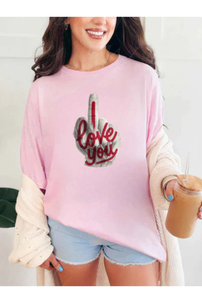 Sarah's Boutique Tricou de damă – 100% bumbac – Mesaj minimalist „TE IUBESC”