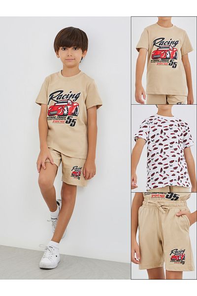 Styli Short Sleeve T-Shirts and Shorts 3-Piece Set