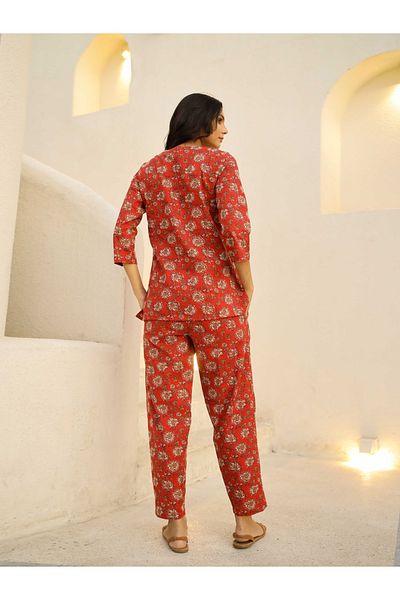 Sanskrutihomes By Styli Printed Pure Cotton Top and Pyjama Set