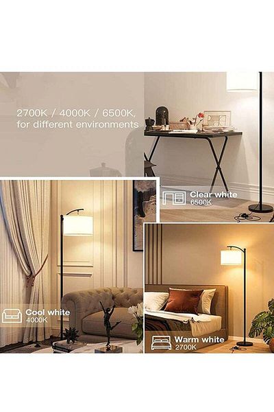 COOYA Modern Retro LED Floor Lamp Modern With 3 Colors Adjustable and Manual Switch, For Living Room