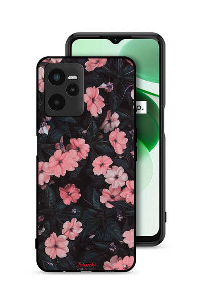Tolwak غطاء حماية لهاتف Realme C35 - لون الخوخ والورود الصغيرة