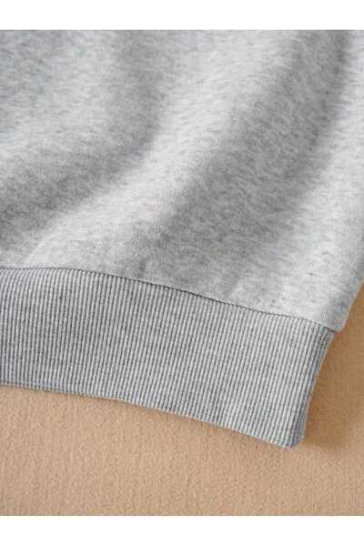 caddekombin Find Your Balance Printed Crew Neck Gray Sweatshirt