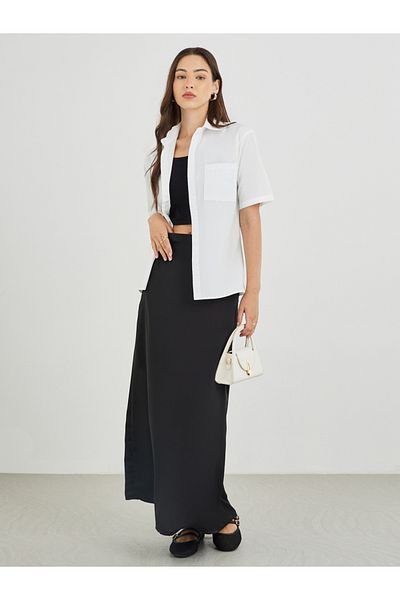 Styli Solid Short Sleeve Oversized Shirt