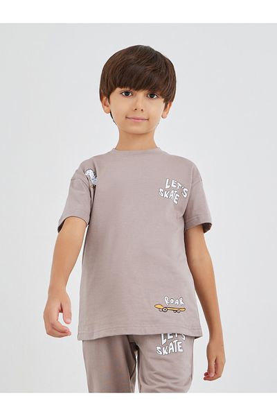 Styli Slogan Print Short Sleeve T-Shirt and Joggers Set