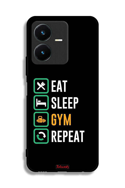 Tolwak غطاء حماية Vivo Y22s، Eat Sleep Gym Repeat