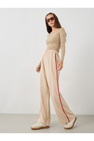 Styli Side Wave Weave Tape Elasticated Waistband Pants