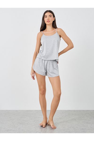 Styli Solid Strappy Top and Shorts Pyjama Set