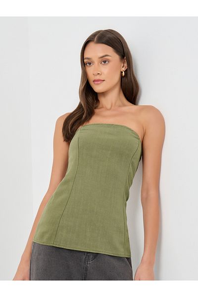 Styli Linen Look Bandeau Neck Top