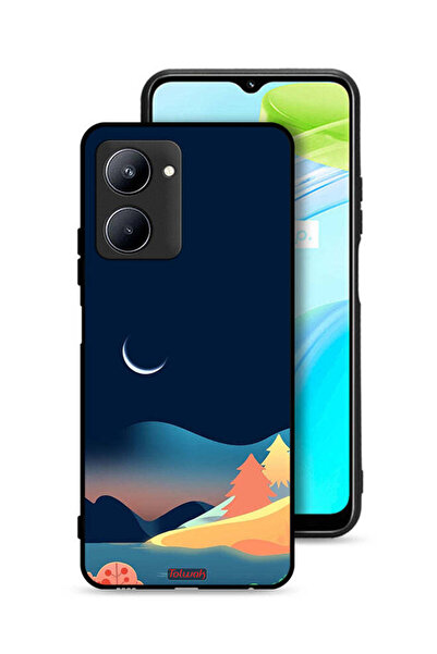 Tolwak Realme C33 Protective Case Cover Moon Abstract Drawing Art