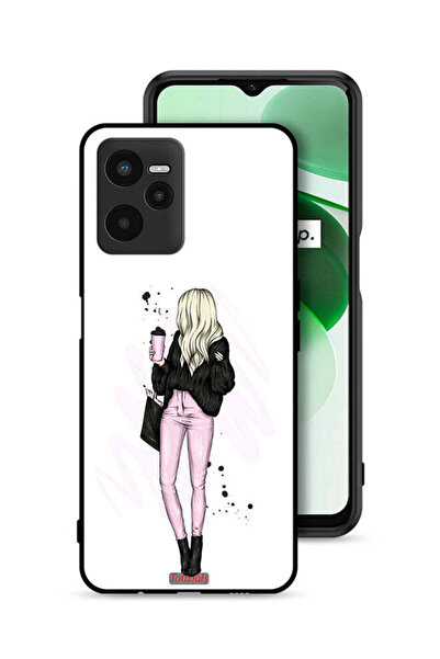 Tolwak غطاء حماية Realme C35 بتصميم فتاة تحمل كوب قهوة