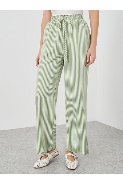 Styli Textured Striped Straight Leg Pants