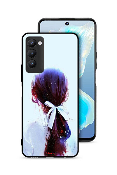 Tolwak غطاء حماية لهاتف Tecno Camon 18 بتصميم ربطة شعر مع رباط شعر وفن فتاة