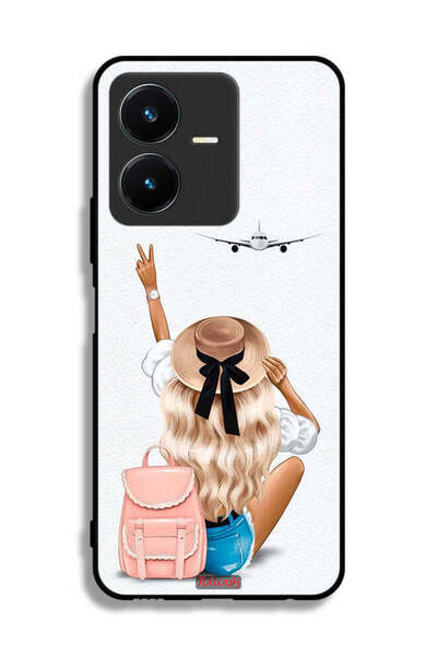 Tolwak غطاء حماية فيفو Y22 بتصميم فتاة تحب السفر