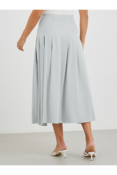 Styli Solid Pleated Mid Rise Midi Skirt