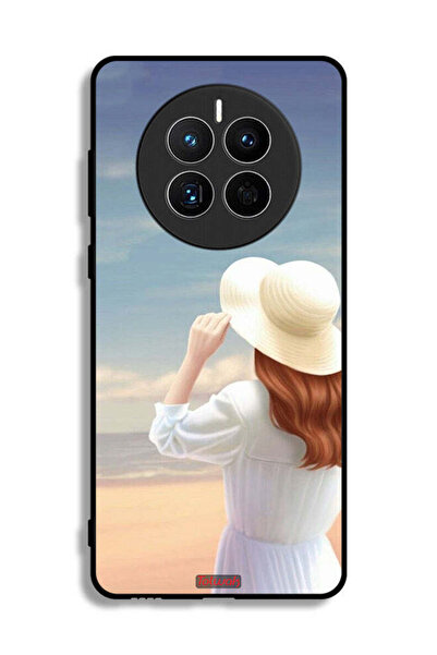 Tolwak غطاء حماية لهاتف هواوي ميت 50E بتصميم فتاة قبعة واقفة