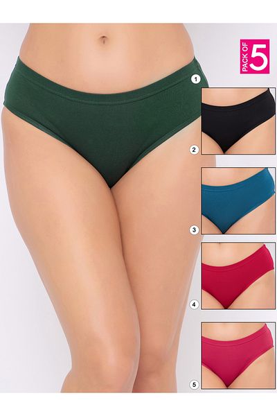 Clovia By Styli Set of 5 - Mid Rise Hipster Panties with Inner Elastic