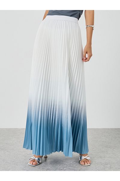 Styli Ombre Accordion Pleated A-Line Maxi Skirt