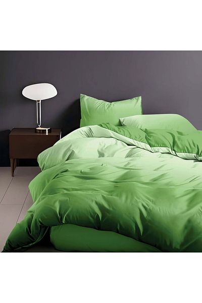 Pucioasa 6-piece bed linen with elastic in pastel green plain