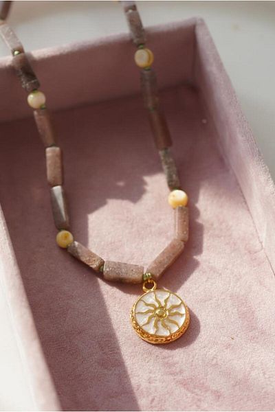 AŞIK ACCESSORIES Gold Sun Natural Stone Necklace