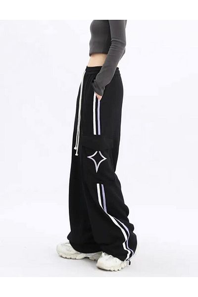 RockMore Y2K Harajuku Stripe Detail Sweatpants/Pants