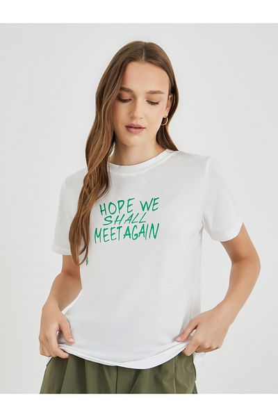 Styli Slogan Print Round Neck T-Shirt