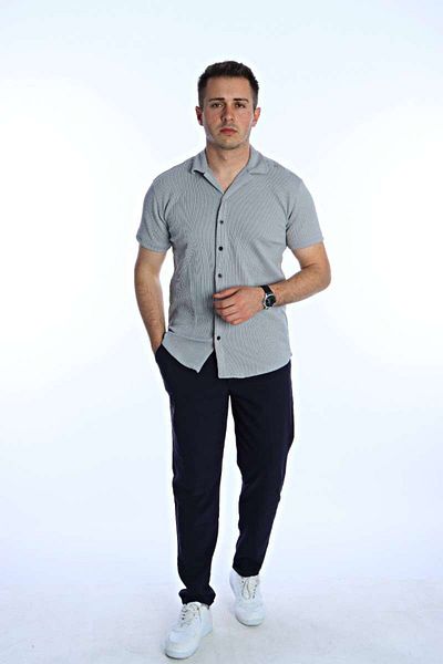 Benim Denim Syf Short Sleeve Twill Shirt Gray