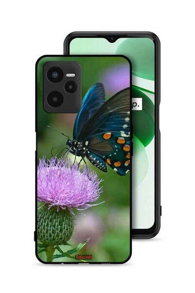Tolwak غطاء حماية لهاتف Realme C35 بتصميم فراشة تجلس على زهرة
