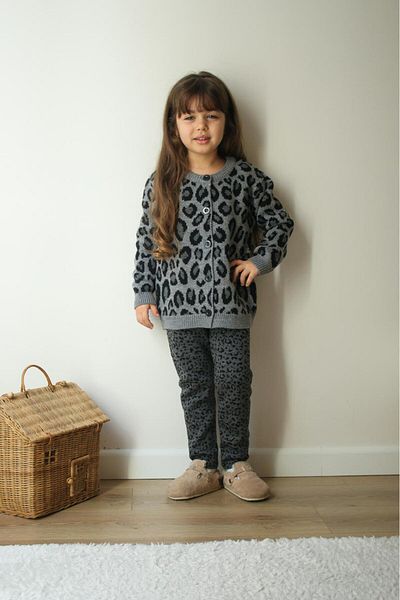 bakyaa Leopard Patterned Gray Knitwear Set