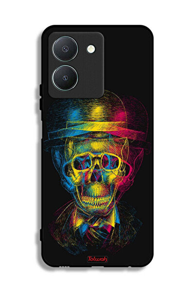Tolwak غطاء حماية لهاتف Vivo Y36 5G بتصميم جمجمة وقبعة ملونة وفن خيالي