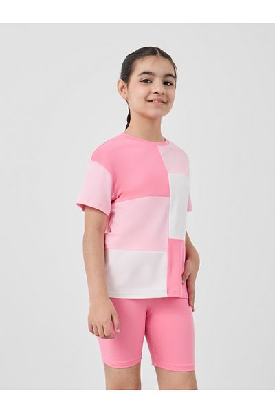 Styli Girls Color Block Short Sleeve T-Shirt and Shorts Set