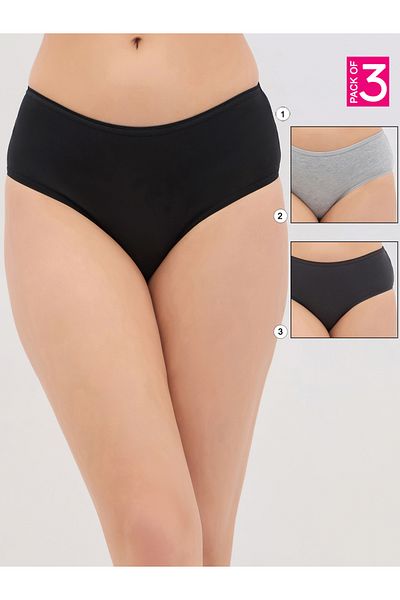 Clovia By Styli Pack of 3 - Solid Mid Rise Hipster Briefs