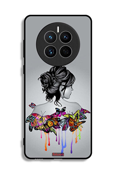 Tolwak غطاء حماية لهاتف هواوي ميت 50E برسومات فراشات وفتاة فنية تجريدية