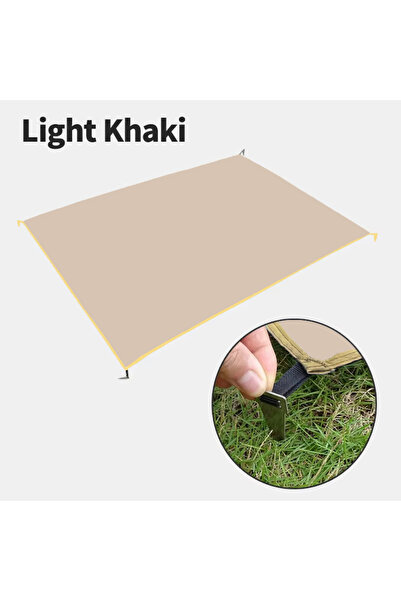 Choice بساط تخييم مقاوم للماء بلون كاكي فاتح مقاس 150 × 210 سم مع أوتاد ومرتب...