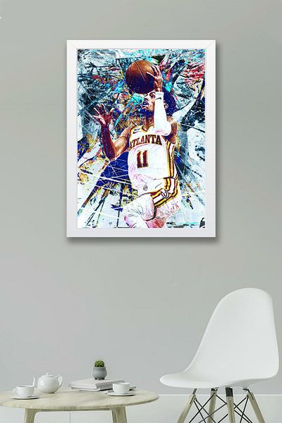 Saturn Trae Young Framed Painting - Basketball Nba Poster Painting