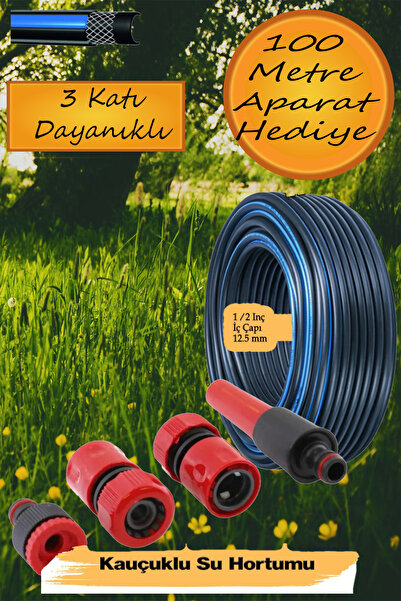 NUBLADO Termo Kauçuklu Bahçe Hortumu 100 Metre Dayanıklı 3 Katlı Sağlam Su Su...