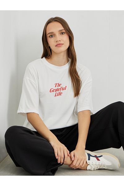 Styli Slogan Print Oversized T-Shirt