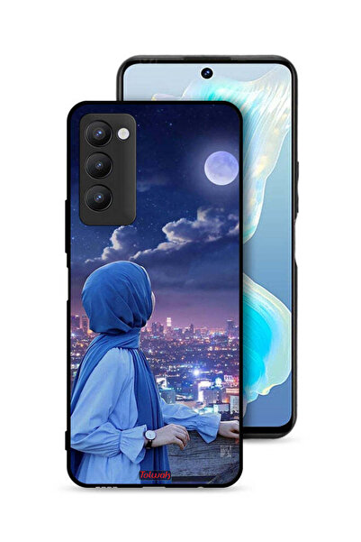 Tolwak غطاء حماية لهاتف تكنو كامون 18 بطبعة فتاة محجبة تنظر إلى القمر